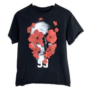 Floral Skull 99 T Shirt nfl nba art artist Black Medium